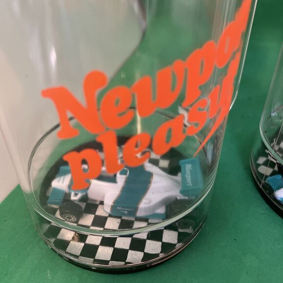 Vtg NEWPORT Cigarettes Grand Prix Racing Car Drinking Glasses Lot of 4 New! - Picture 4 of 9